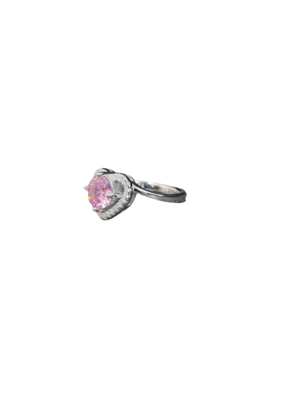 Silver 92.5 pink dimond ring