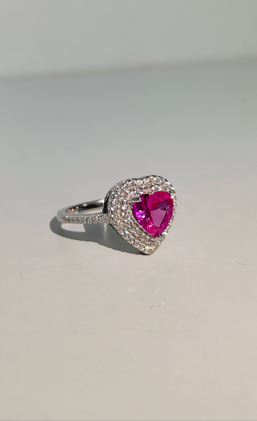 Silver pink dimond 92.5 ring