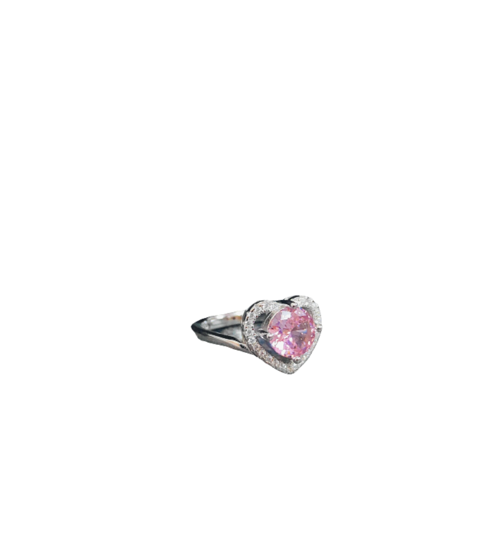 Silver 92.5 pink dimond ring