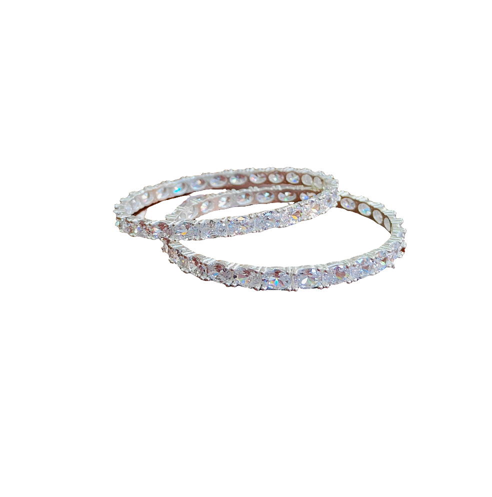 Jodhpuri silver white diamond bangles