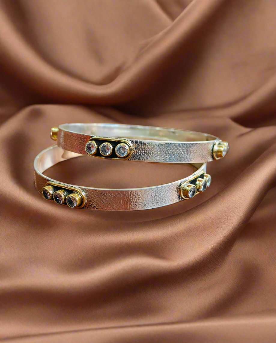 Silver cutstone bangles