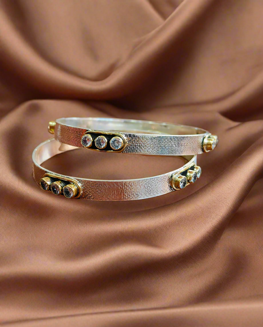 Silver cutstone bangles