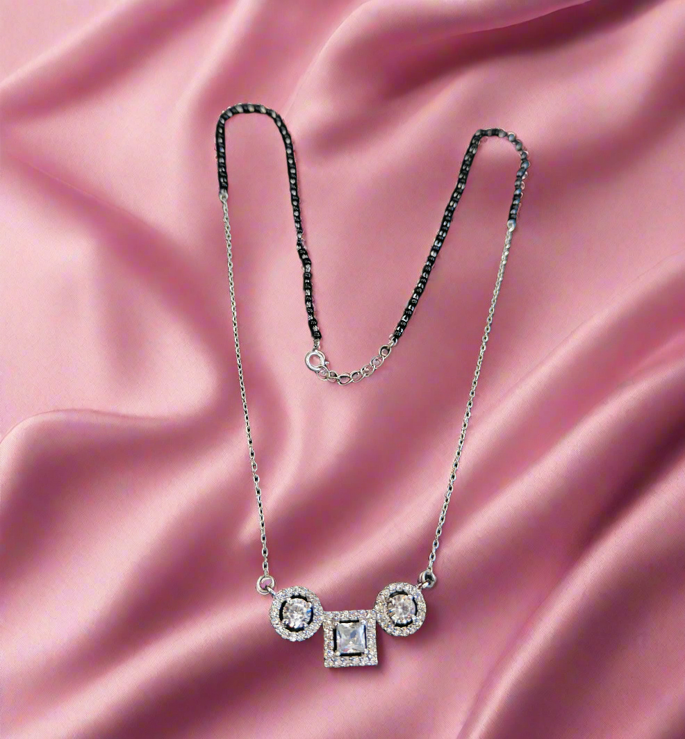 Silver 92.5 diamond mangalsutra