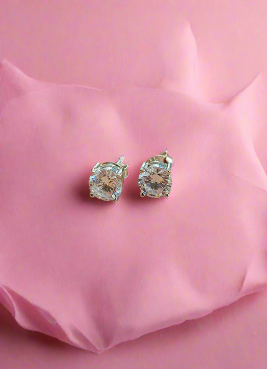 92.5 silver white diamond earrings